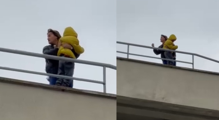 8 yaşındaki çocuğuyla çatıya çıkıp intihara kalkıştı!