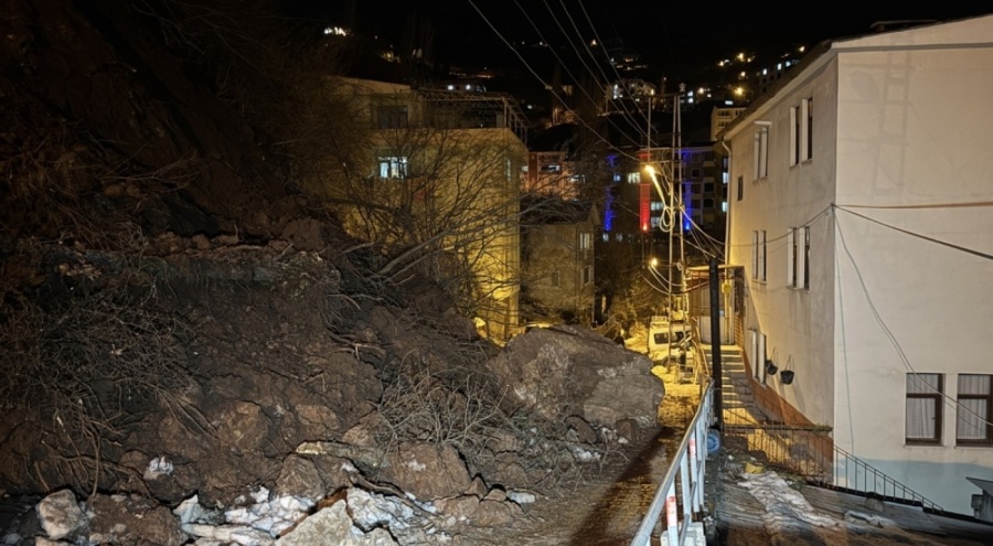 Artvin'de heyelan nedeniyle mahalle yolu kapandı