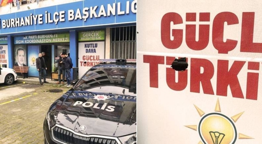 Balıkesir'de AK Parti ilçe binasına taşlı saldırı