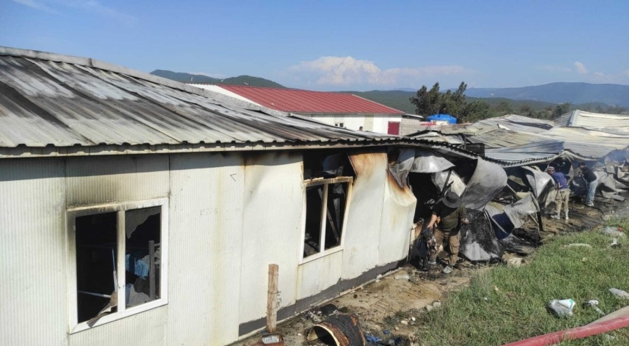 İşçilerin kaldığı konteynerde yangın