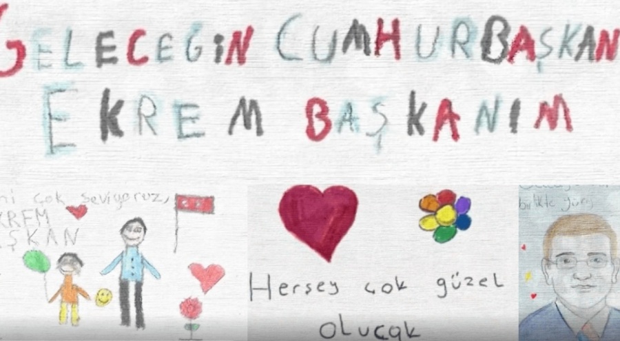 Ekrem İmamoğlu, çocukların çizdiği resimlerle 23 Nisan'ı kutladı