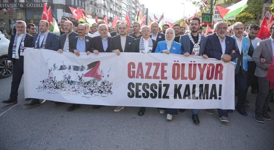 Bursa'da Filistin'e destek yürüyüşü düzenlendi