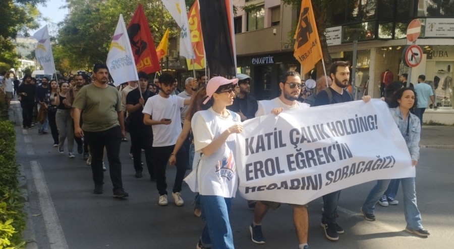 İzmir'de işçi Erol Eğrek protestosu