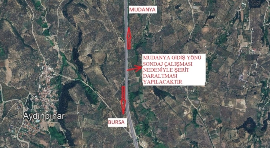 Bursa-Mudanya Yolu'nda şerit daraltma yapılacak
