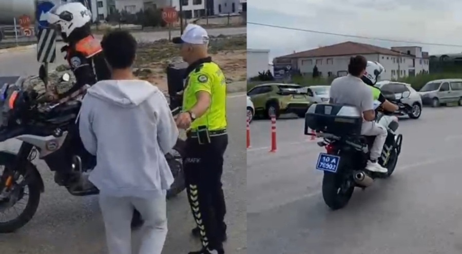 Balıkesir'de polis zamana karşı yarıştı, geç kalan öğrenci son anda sınava yetişti