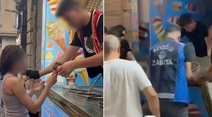 Beyoğlu'nda 'külah oyunuyla' taciz! Dondurmacı mühürlendi