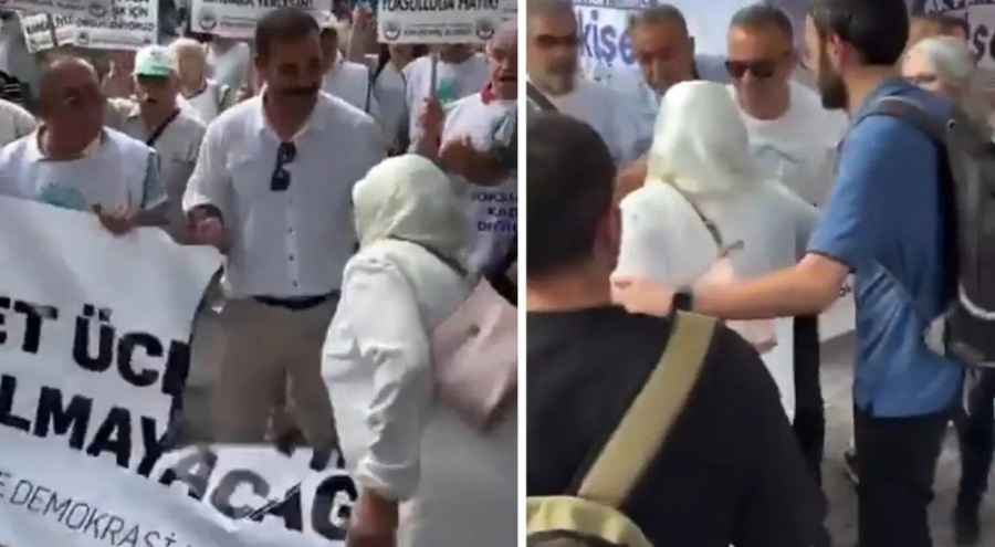 Eskişehir'de emeklilerin açtığı pankarta saldırı!