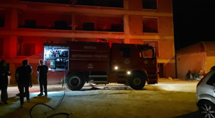 İnegöl'de evin önünde tutuşan ağaçlar yandı