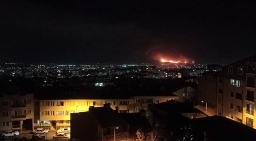 Bursa'daki yangın şehir merkezinden böyle görüntülendi