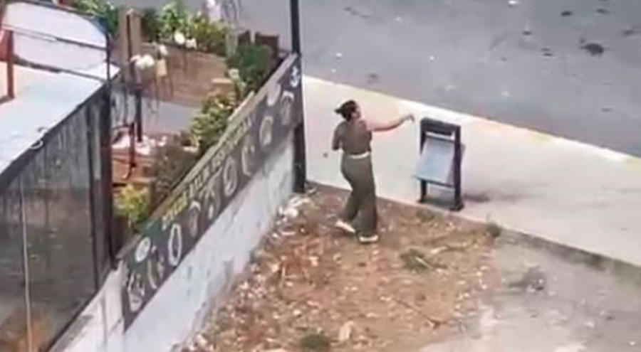 Esenyurt'ta bir kadın yoldan geçen araçlara taşla saldırdı
