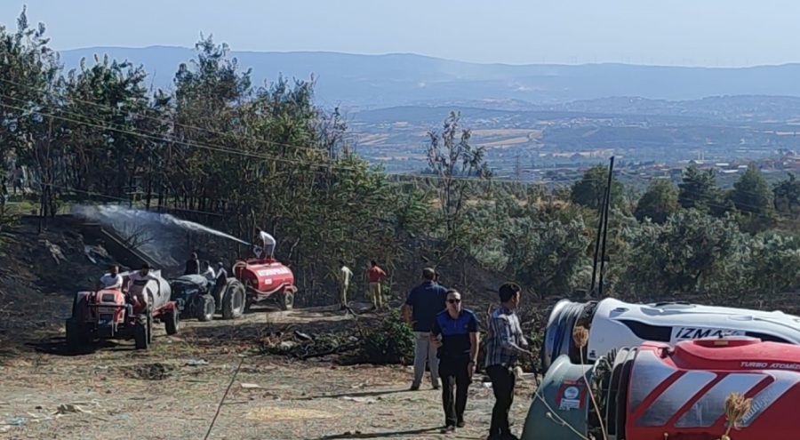 Bursa Mudanya'da çöplük yangını büyümeden söndürüldü