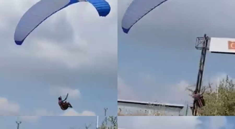 İki ayrı paraşüt kazası: Biri direğe takıldı, diğeri denize düştü