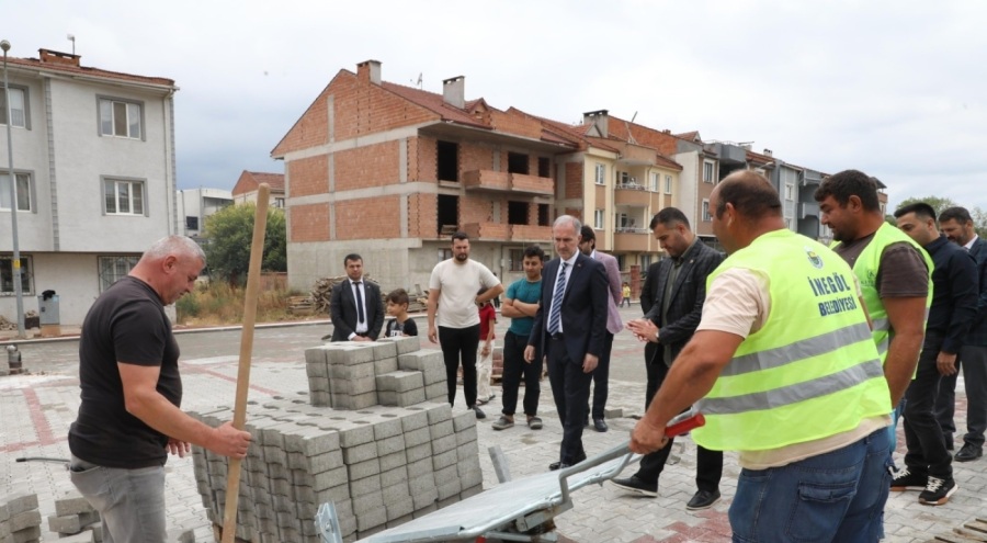 İnegöl'de 43 araçlık otopark yapımında sona gelindi