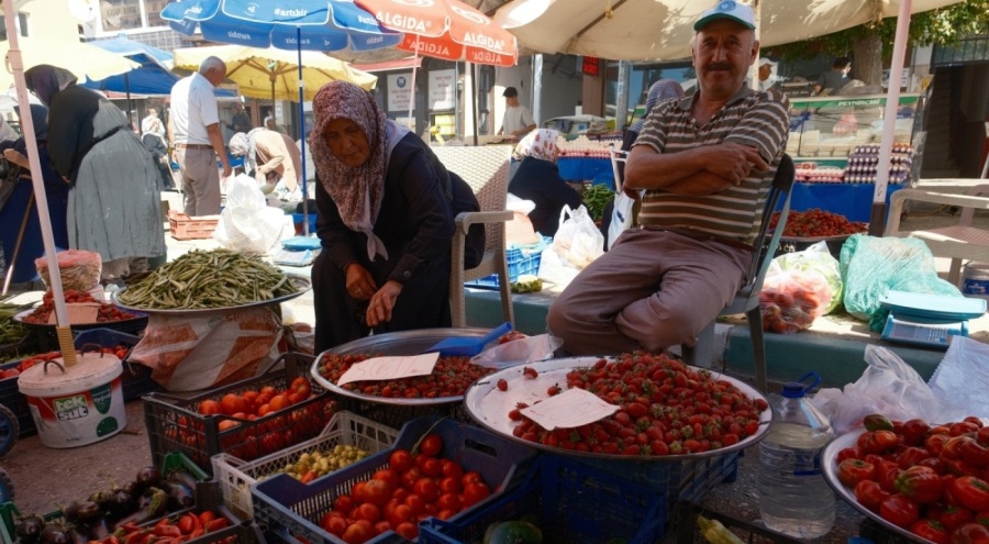 Bursa'da peynir altı suyundan yaptıkları gübreyle ilaçsız üretip 700 yıllık pazarda satıyorlar