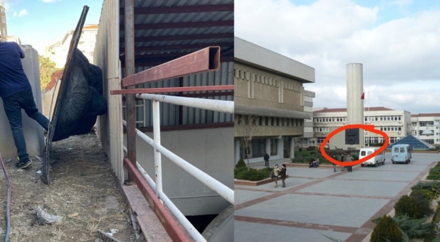 Boğaziçi Üniversitesi'nde Atatürk Büstünü devirdiler