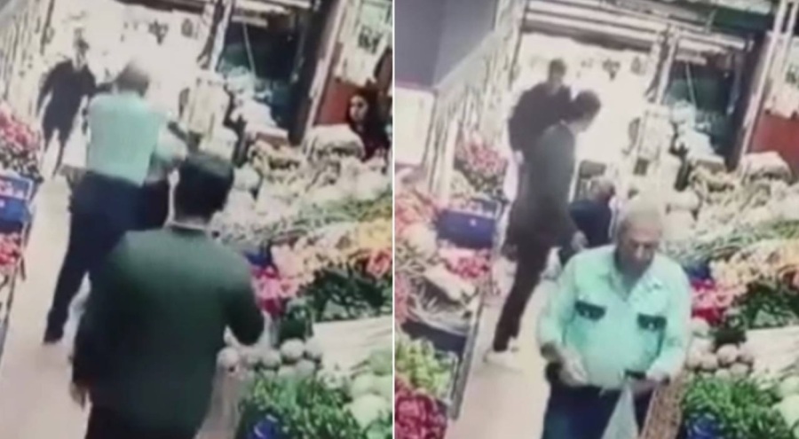 Markete köpeğiyle giren kadına yumrukla saldırdı!