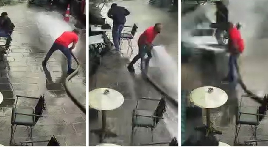 Tazyikli su şovu hüsranla bitti, müşteriler sırılsıklam oldu
