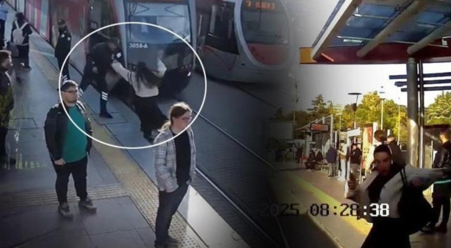 Tramvayın altında kalmaktan son anda böyle kurtuldu