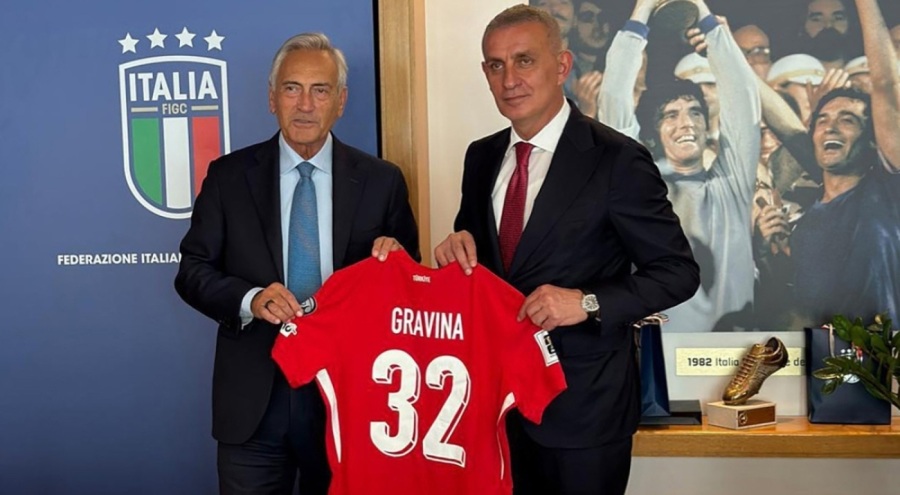 TFF Başkanı İbrahim Hacıosmanoğlu'ndan İtalya Futbol Federasyonu Başkanı Gabriele Gravina'ya ziyaret