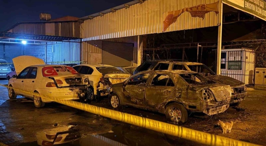 Mersin'de park halindeki 5 araç kundaklandı
