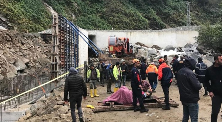 Rize'de inşaat kazası: 5 işçi yaralandı