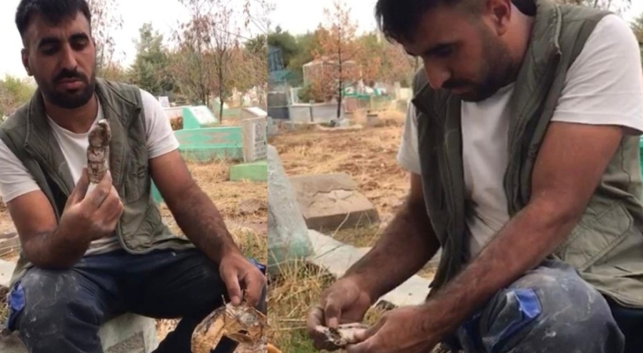 Mezarlıkta kefenlenmiş oyuncak bebek bulundu!