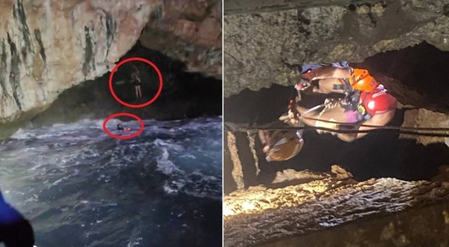 Antalya'da mağarada mahsur kalan 2 kişi operasyonla kurtarıldı