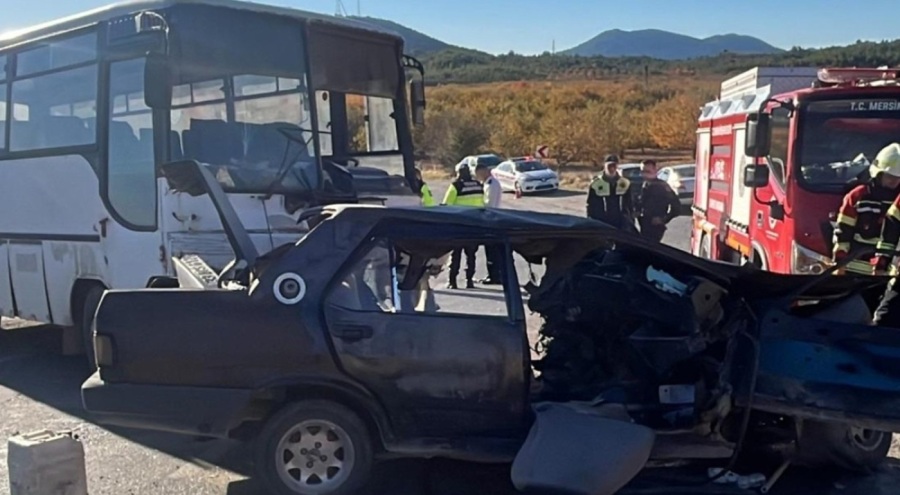 Otobüs ile otomobil çarpıştı: 1 ölü