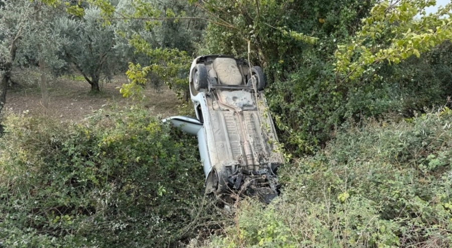 Bursa'da sollama yaparken zeytinliğe uçtu