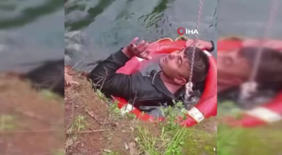 Antalya'da Düden Çayı'na düşen şahsı itfaiye ekipleri kurtardı