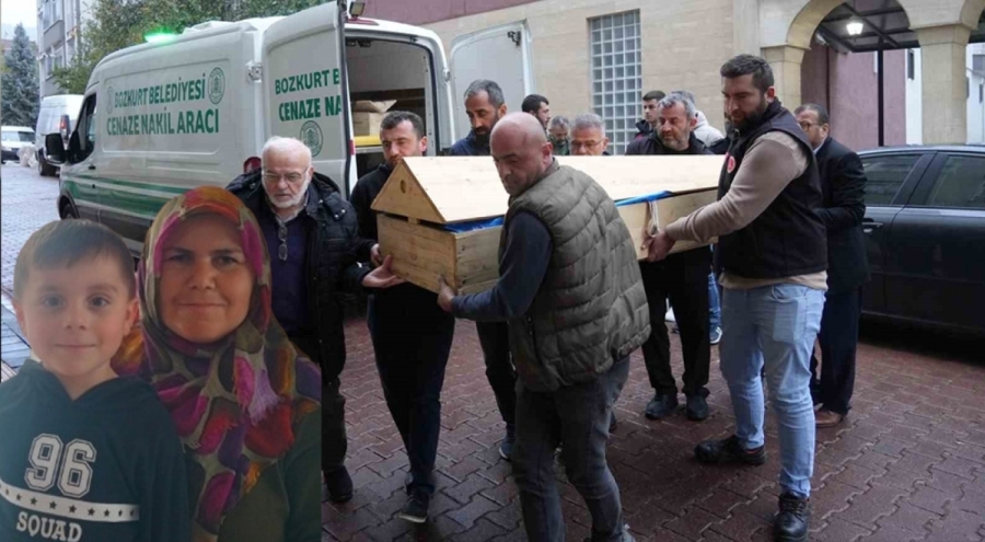 Huriye ve oğlunun cenazesi ilçeye getirildi