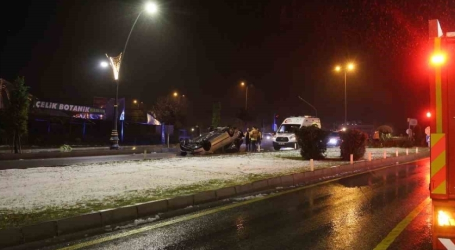 Otomobiliyle takla attı, sonra kaza yerinden kaçtı