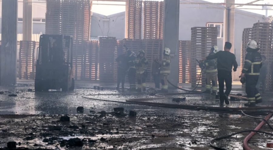 Bursa'da palet fabrikasında yangın