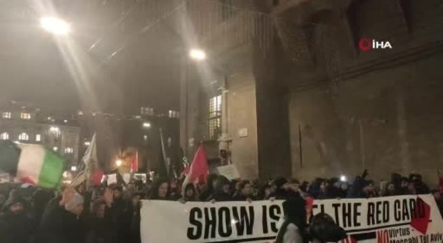 İtalya'daki İsrail karşıtı protesto, savaşı andıran görüntülere sahne oldu