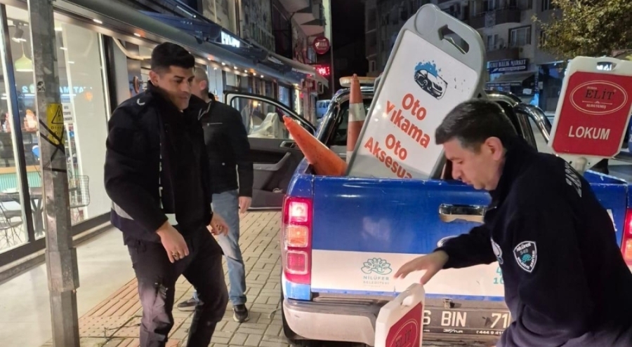 Bursa Çalı'da kaldırım işgallerine sabah operasyonu