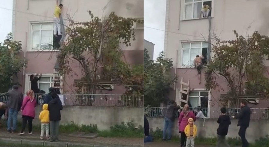 Önce bıçak çekti, sonra binayı yaktı: İşçiler yangından çarşaf bağlayarak kurtuldu