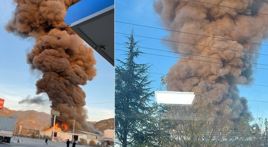 Burdur'da mermer fabrikasında korkutan yangın