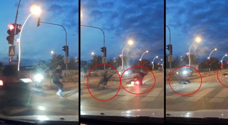 Kırmızı ışık ihlali yapan motosikletli yayaya çarptı, 2 kişi yaralandı