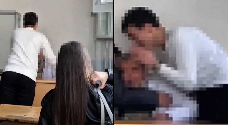 Liselilerden öğretmene zorbalık! Görüntüler tepki çekti