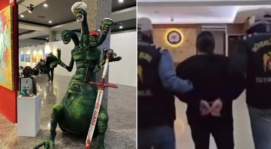 Kongre merkezinde sergilenen heykel ile ilgili 2 kişi gözaltına alındı