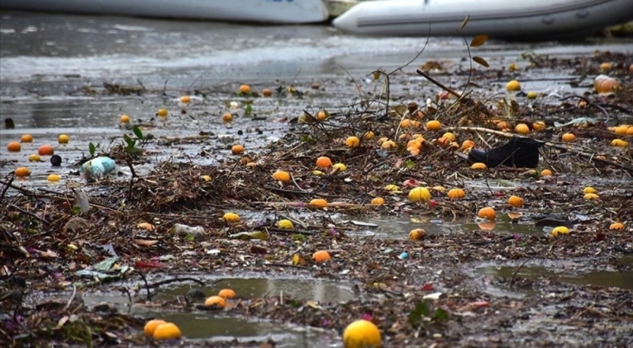 Muğla'da yağmur suyuyla denize sürüklenen atıklar kıyıya vurdu