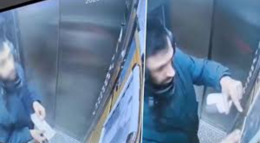 Atatürk portresine çirkin saldırı: Asansördeki görüntüler tepki çekti