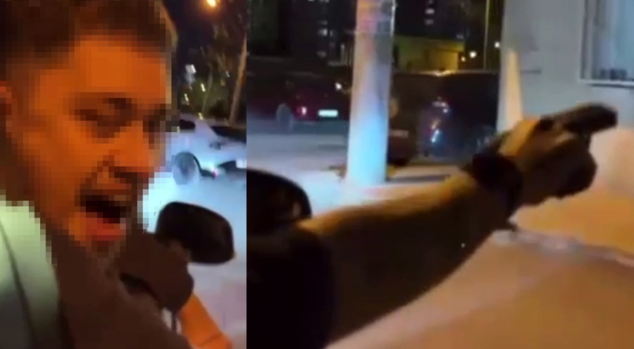 Elinde tabanca ile sokakta ateş edip tehditler savurdu