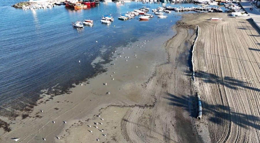 Tekirdağ'ın Marmaraereğlisi ilçesinde deniz 20 metre çekildi