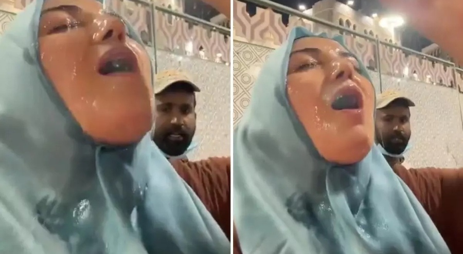 Umrede çekilen bu görüntü sosyal medyada tepki topladı