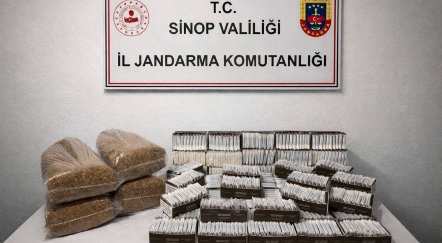 Sinop'ta kaçak tütün operasyonu: 20 kilo tütün, çok sayıda makaron ele geçirildi