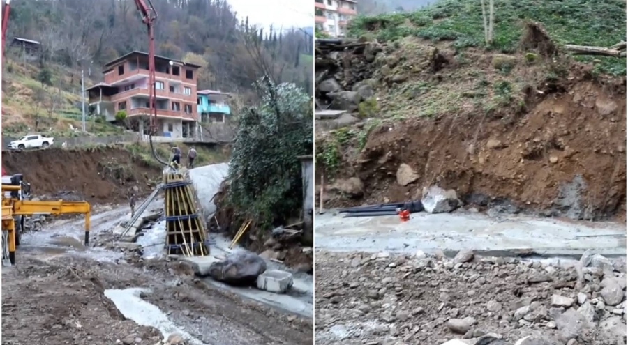 Artvin Hopa'da balık ölümleri; dere yatağı ıslahında taze beton suya karışmış!