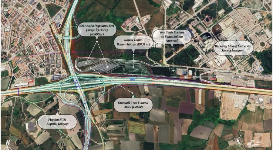 Bursa'da Görükle Raylı Sistem Hattı Uzatması ve Depo Sahası Ulaşım Hattı çalışmaları başlatılıyor