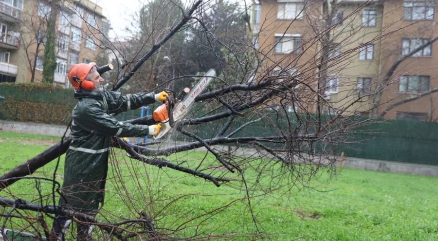 Bursa Büyükşehir ekipleri, şiddetli rüzgara karşı sahada