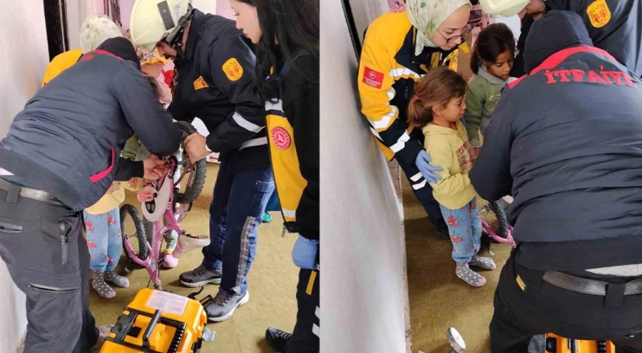 Parmağı bisiklet zincirine sıkışan çocuk itfaiye ekiplerince kurtarıldı